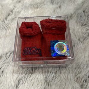 Officially Licensed Collegiate Ole Miss Baby Booties, Two Feet Ahead, NEW